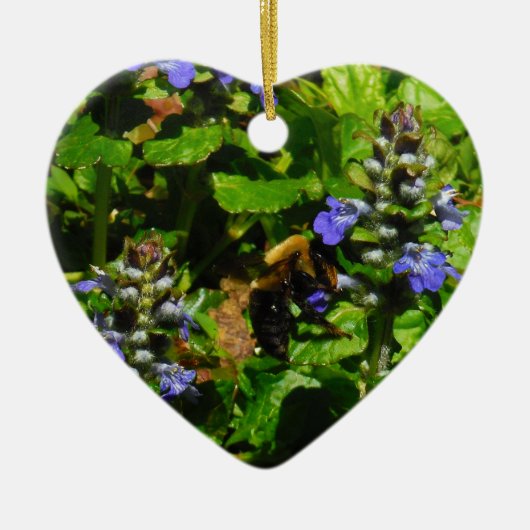 Lila Blume und Hummeln Keramikornament (Vorne)