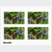 Lila Blume und Hummeln Rechteckiger Aufkleber (Blatt)