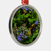 Lila Blume und Hummeln Silbernes Ornament (Rechts)