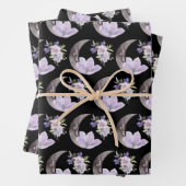 Lila Blume- und Mondumschlagpapier Geschenkpapier Set (Beispiel)