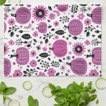 Lila Blume und niedliches Kürbismuster