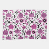 Lila Blume und niedliches Kürbismuster Geschirrtuch (Horizontal)