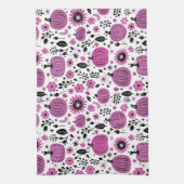 Lila Blume und niedliches Kürbismuster Geschirrtuch (Vertikal)