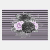 LILA BLUME UND PATTERIEN FÜR SCHWARZSILBER GESCHENKPAPIER SET (Vorderseite 3)