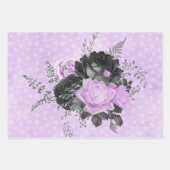 LILA BLUME UND PATTERIEN FÜR SCHWARZSILBER GESCHENKPAPIER SET (Vorderseite 2)