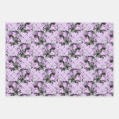 LILA BLUME UND PATTERIEN FÜR SCHWARZSILBER GESCHENKPAPIER SET (Vorderseite 3)