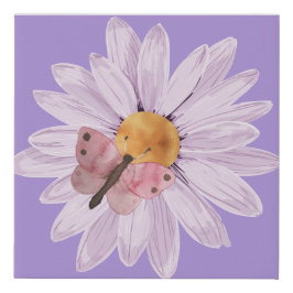 lila Blume und Schmetterling Künstlicher Leinwanddruck