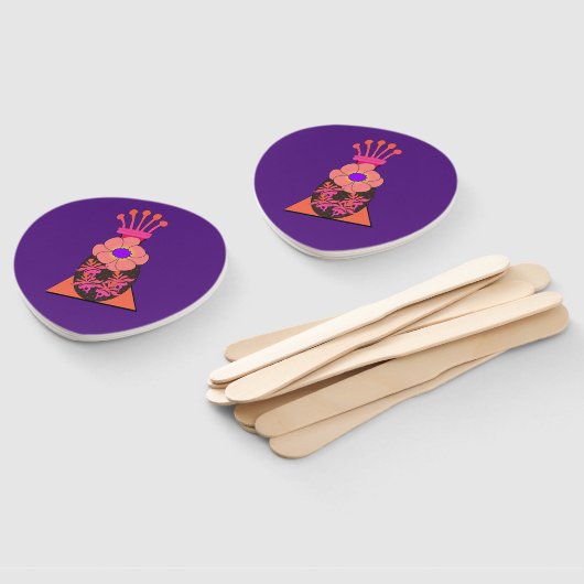 Lila Blume Vase Hand Fans Fächer (Non-assembled)