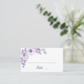 Lila Blume. Violette Blumenhochzeit Platzkarte (Stehend Vorderseite)