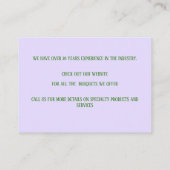 Lila Blume Visitenkarte (Rückseite)