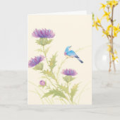 Lila Blume Vogel Beileid Grußkarte Karte (Gelbe Blume)