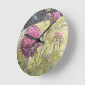 Lila Blume Wall Clock Runde Wanduhr (Winkel)