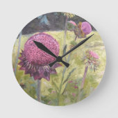 Lila Blume Wall Clock Runde Wanduhr (Vorderseite)