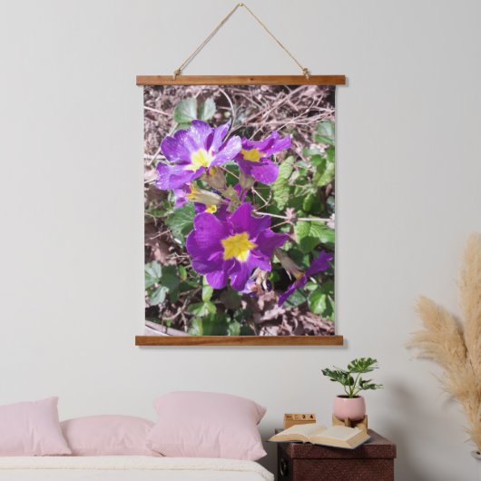 Lila Blume Wandteppich Mit Holzrahmen (Schlafzimmer)