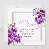 Lila Blume Wasserfarben Kunsthochzeit Einladung (Vorderseite)
