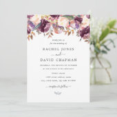Lila Blume Wasserfarbenhochzeit Einladung (Stehend Vorderseite)