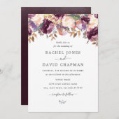 Lila Blume Wasserfarbenhochzeit Einladung (Vorne/Hinten)