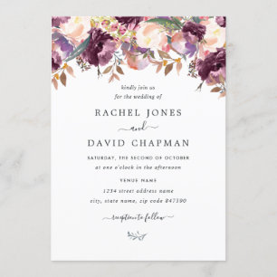 Lila Blume Wasserfarbenhochzeit Einladung