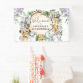 Lila Blume Wild Safari Tiere Geburtstag Willkommen Banner (Insitu)