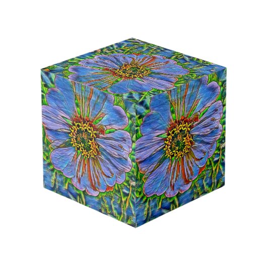 Lila Blume Würfel (Rückseite Schrägansicht)