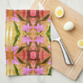 Lila-Blumen Abstraktes Kunstmuster Geschirrtuch (Viertel Falte)