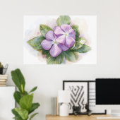 Lila-Blumen-Aquarell-Kunstprint Poster (Heimbüro)