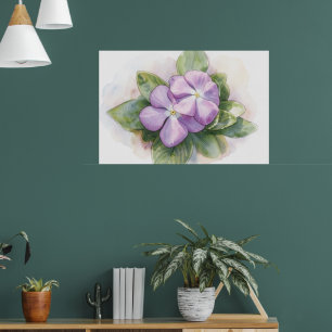 Lila-Blumen-Aquarell-Kunstprint Poster