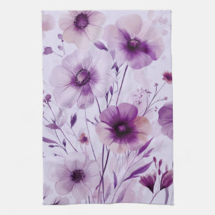 Lila Blumen Aquarellblüten Elegant  Geschirrtuch