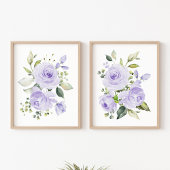 Lila Blumen, Aquarellfarben-Blume, Gender Neutral Bilderwand Sets