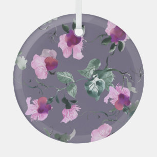 Lila Blumen: Aquarellfarbenes, nahtloses Muster. Ornament Aus Glas