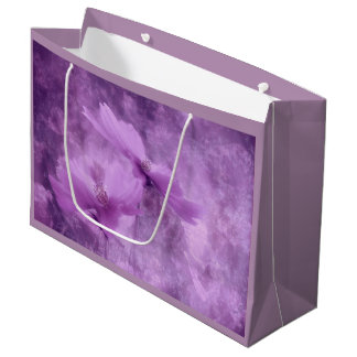 Lila Blumen auf Geschenk-Tasche Große Geschenktüte