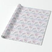 Lila Blumen auf Weiß Geschenkpapier (Ungerollt)