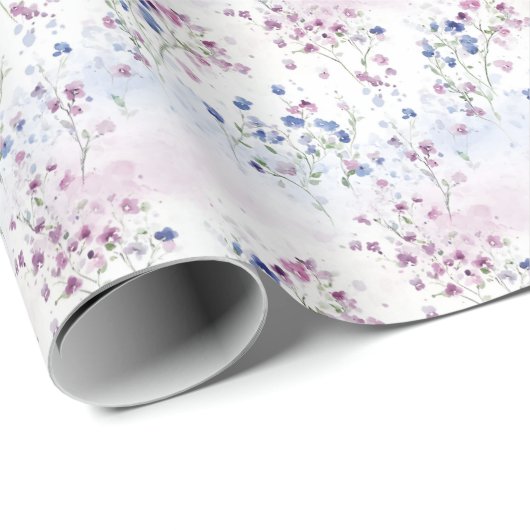 Lila Blumen auf Weiß Geschenkpapier (Rolleneckpunkt)
