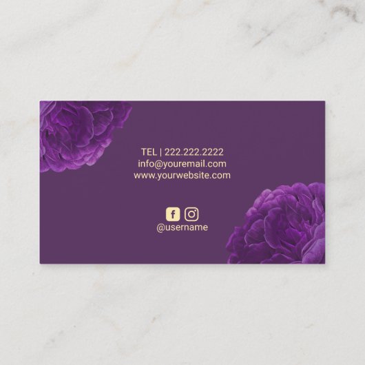 Lila Blumen-Beauty-Logo-Hair & Makeup-Künstler Visitenkarte (Rückseite)