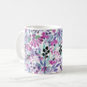 Lila Blumen & Berries: Aquarell Kaffeetasse (Vorderseite Links)