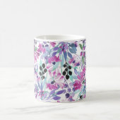 Lila Blumen & Berries: Aquarell Kaffeetasse (Mittel)