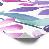 Lila Blumen & Berries: Aquarell Poster (Ecke)