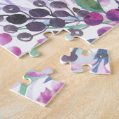 Lila Blumen & Berries: Aquarell Puzzle (Seite)