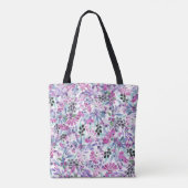 Lila Blumen & Berries: Aquarell Tasche (Rückseite)