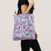 Lila Blumen & Berries: Aquarell Tasche (Von Nahem)