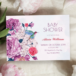 Lila Blumen blühen Baby Shower Einladung