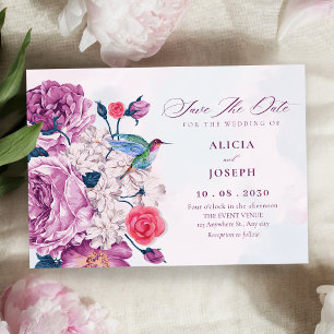 Lila Blumen blühen Hochzeit Save The Date