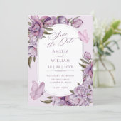 Lila Blumen blühen  Save The Date (Stehend Vorderseite)