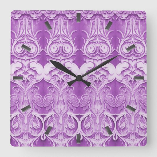 Lila Blumen Blühte Wall Clock Quadratische Wanduhr (Vorderseite)