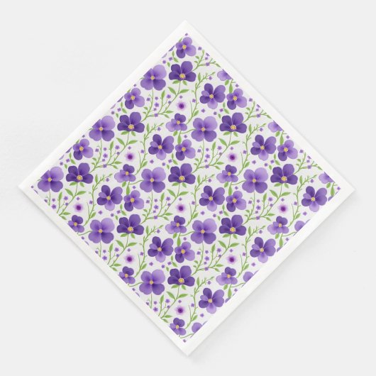 Lila Blumen Blumen Nahtloses Muster Serviette (Ecke)
