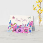 Lila Blumen Blütenfeder Karte (Gelbe Blume)