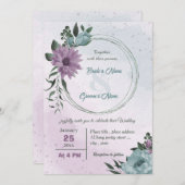 lila Blumen botanische Hochzeit Einladung (Vorne/Hinten)