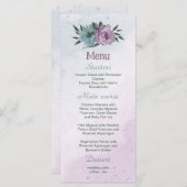 lila Blumen botanische Hochzeit Menükarte (Vorne/Hinten)