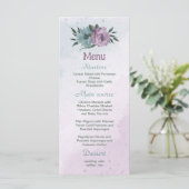 lila Blumen botanische Hochzeit Menükarte (Stehend Vorderseite)