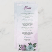 lila Blumen botanische Hochzeit Menükarte (Vorne/Hinten)